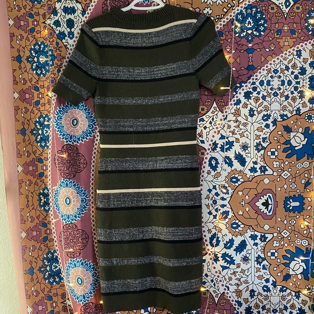 Green Striped Cotton On Sweater Dress